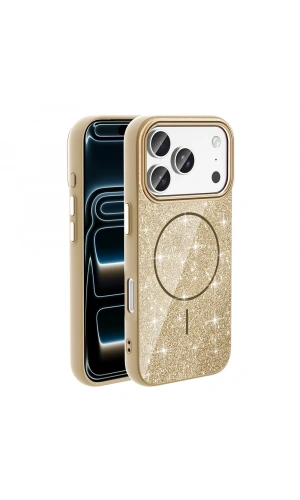 Apple iPhone 17 Pro Max Kılıf M-safe Şarj Özellikli Parlayan Simli Zore Okso Kapak