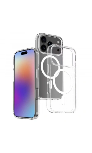 Apple iPhone 17 Pro Max Kılıf M-safe Şarj Özellikli Şeffaf Sert PC Zore Embos Kapak