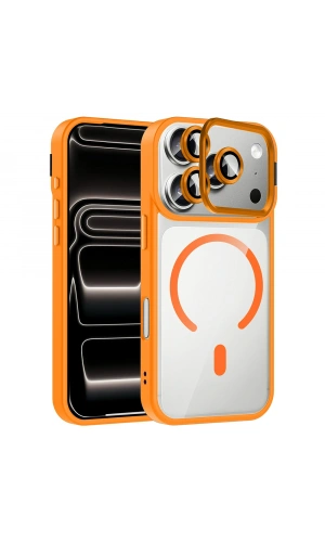 Apple iPhone 17 Pro Max Kılıf Standlı ve Kamera Lens Hediyeli M-Safe Şarj Özellikli Zore Etro Kapak