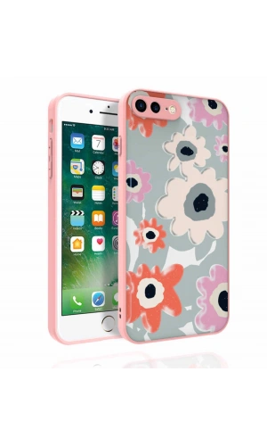 Apple iPhone 7 Plus Kılıf Desenli Kamera Korumalı Parlak Zore Nora Kapak