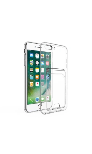 Apple iPhone 8 Kılıf Kartlıklı Şeffaf Zore Setra Clear Silikon Kapak