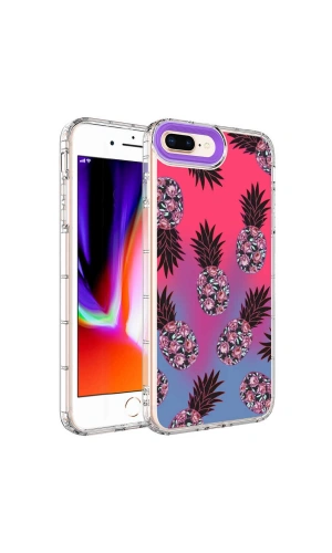 Apple iPhone 8 Plus Kılıf Kamera Korumalı Renkli Desenli Sert Silikon Zore Korn Kapak