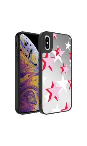 Apple iPhone X Kılıf Aynalı Desenli Kamera Korumalı Parlak Zore Mirror Kapak