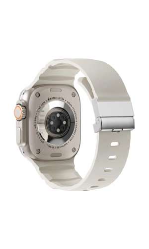 Apple Watch 10 46mm Zore KRD-145 Metal Tokalı Silikon Kordon