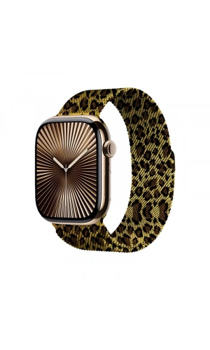 Apple Watch 38mm Zore KRD-01 Leopar Desenli Metal Kordon