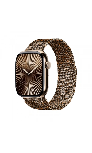 Apple Watch 40mm Zore KRD-01 Leopar Desenli Metal Kordon