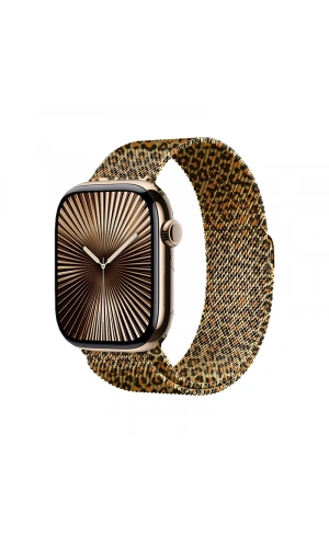 Apple Watch 42mm Zore KRD-01 Leopar Desenli Metal Kordon