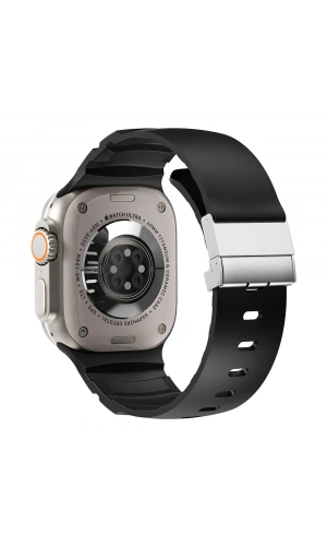 Apple Watch 44mm Zore KRD-145 Metal Tokalı Silikon Kordon