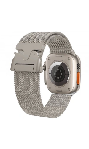 Apple Watch 44mm Zore KRD-25 Metal Hasır Kordon