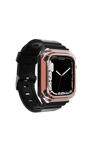 Apple Watch 44mm Zore KRD-88 Sert PC Kasa Koruyuculu Silikon Kordon