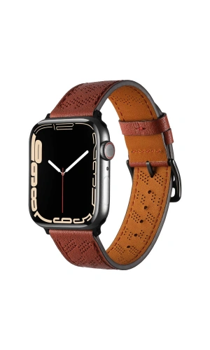 ​​​Apple Watch 7 45mm KRD-76 PU Deri Kordon Strap Kayış