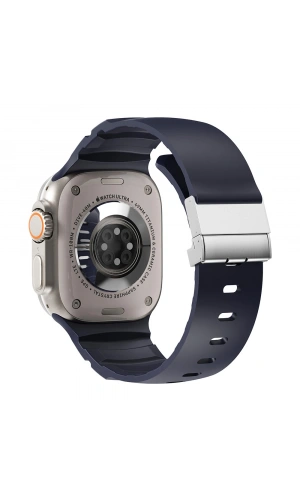 Apple Watch 7 45mm Zore KRD-145 Metal Tokalı Silikon Kordon
