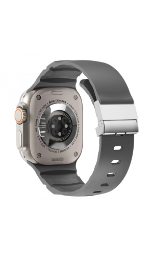 Apple Watch Ultra 49mm Zore KRD-145 Metal Tokalı Silikon Kordon