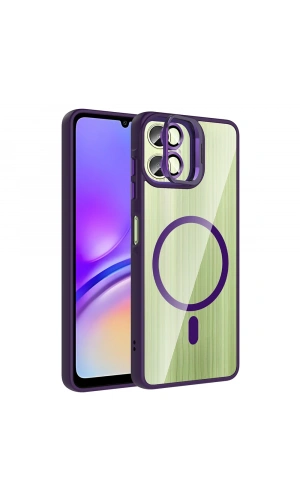 Galaxy A06 Kılıf Standlı ve Kamera Lens Hediyeli M-Safe Şarj Özellikli Zore Etro Kapak