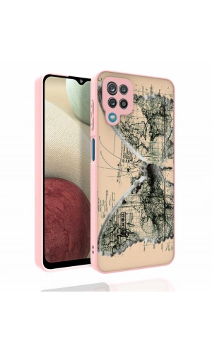 Galaxy A12 Kılıf Desenli Kamera Korumalı Parlak Zore Nora Kapak