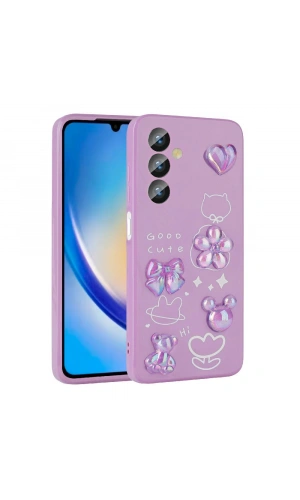Galaxy A24 Kılıf Kabartma Figürlü Parlak Zore Toys Silikon Kapak