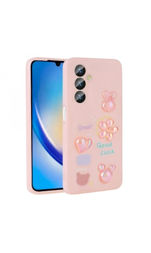 Galaxy A34 Kılıf Kabartma Figürlü Parlak Zore Toys Silikon Kapak