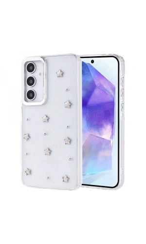 Galaxy A35 Kılıf Airbag Tasarımlı Simli Şeffaf Zore Kutup Kapak