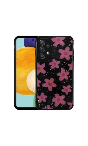 Galaxy A52 Kılıf Simli Desenli Kamera Korumalı Parlak Zore Popy Kapak