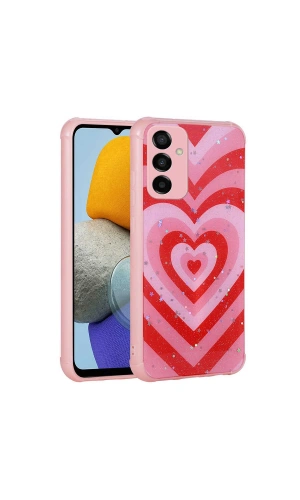 Galaxy M23 Kılıf Simli Desenli Kamera Korumalı Parlak Zore Popy Kapak