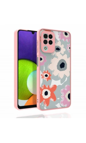 Galaxy M32 Kılıf Desenli Kamera Korumalı Parlak Zore Nora Kapak