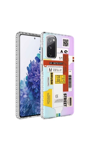 Galaxy S20 FE Kılıf Airbag Kenarlı Renkli Desenli Silikon Zore Elegans Kapak