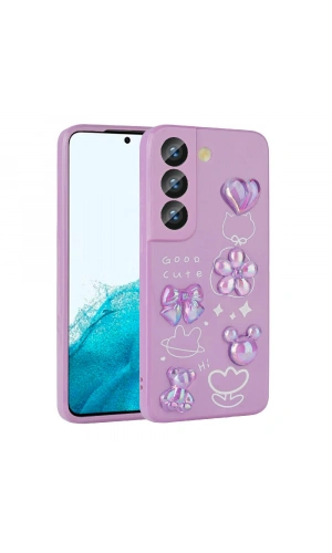 Galaxy S21 FE Kılıf Kabartma Figürlü Parlak Zore Toys Silikon Kapak