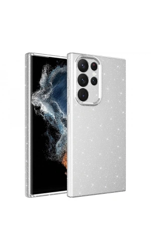 Galaxy S22 Ultra Kılıf Kamera Korumalı Simli Lüks Zore Koton Kapak