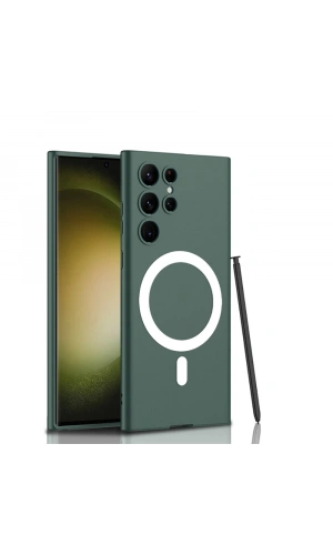 Galaxy S23 Ultra Kılıf Wireless Şarj Özellikli Zore Kıpta M-safe Silikon Kapak