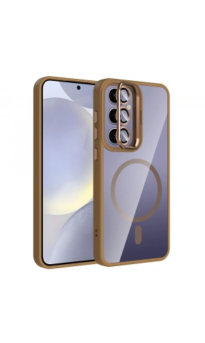 Galaxy S24 Plus Kılıf Standlı ve Kamera Lens Hediyeli M-Safe Şarj Özellikli Zore Etro Kapak