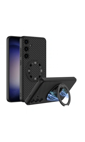 Galaxy S24 Wireless Şarj Özellikli Zore Kıpta Standlı M-safe Silikon Kapak