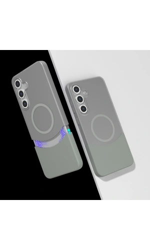 Galaxy S25 Kılıf M-Safe Şarj Özellikli Mıknatıslı Zore Duble Kapak