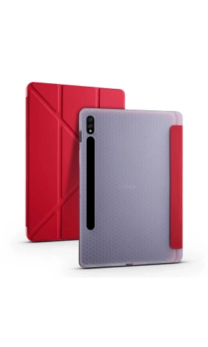 Galaxy Tab S7 Plus T970 Kılıf Zore Tri Folding Kalem Bölmeli Standlı Kılıf