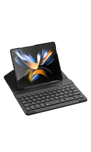 Galaxy Z Fold 3 Kılıf Standlı Bluetooth Klavyeli Zore Kıpta Keyboard Set Kılıf