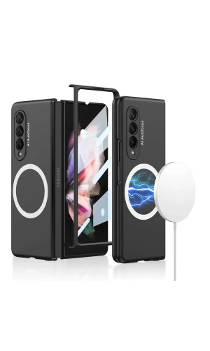 Galaxy Z Fold 3 Kılıf Wireless Şarj Özellikli Zore Kıpta M-safe Kapak