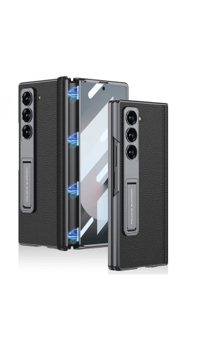 ​Galaxy Z Fold 6 Kılıf Deri Standlı Zore Kıpta Premium Kılıf