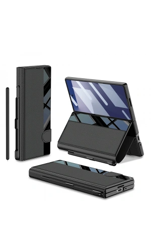 Galaxy Z Fold 7 Kılıf Kamera Korumalı Zore Kıpta Aynalı Kalem Bölmeli Fest Kapak