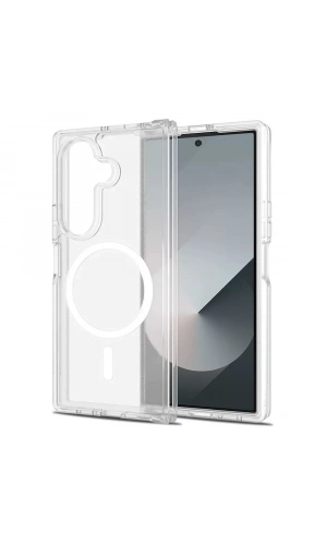 Galaxy Z Fold 7 Kılıf M-safe Şarj Özellikli Şeffaf Sert PC Zore Embos Kapak