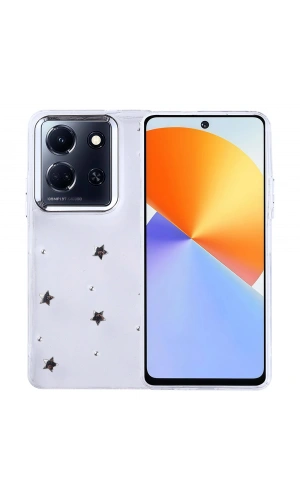 İnfinix Note 30 5G Kılıf Airbag Tasarımlı Simli Şeffaf Zore Kutup Kapak