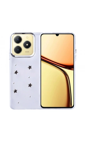Realme C61 Kılıf Airbag Tasarımlı Simli Şeffaf Zore Kutup Kapak