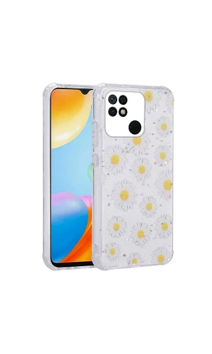 Xiaomi Poco C40 Kılıf Simli Desenli Kamera Korumalı Parlak Zore Popy Kapak