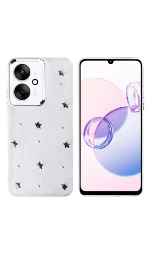 Xiaomi Poco C65 Kılıf Airbag Tasarımlı Simli Şeffaf Zore Kutup Kapak