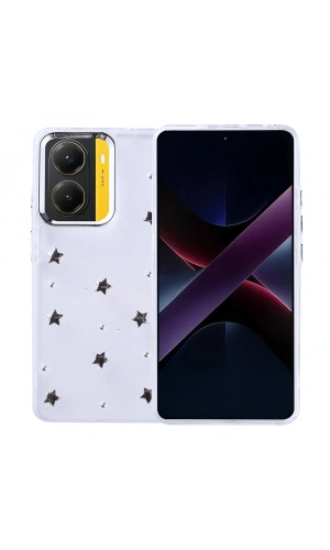 Xiaomi Poco X7 Pro Kılıf Airbag Tasarımlı Simli Şeffaf Zore Kutup Kapak