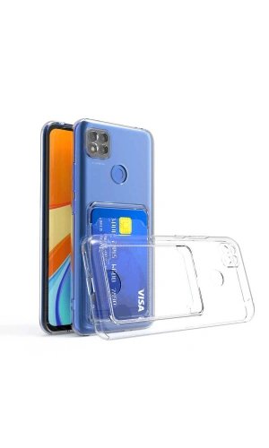 Xiaomi Redmi 9C Kılıf Kartlıklı Şeffaf Zore Setra Clear Silikon Kapak