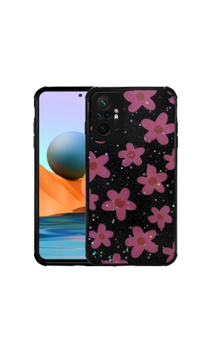 Xiaomi Redmi Note 10 Pro Kılıf Simli Desenli Kamera Korumalı Parlak Zore Popy Kapak