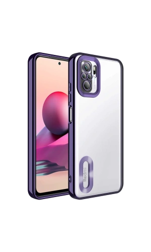 Xiaomi Redmi Note 10S Kılıf Kamera Korumalı Logo Gösteren Zore Omega Kapak