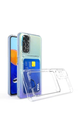 Xiaomi Redmi Note 11 Pro 5G Kılıf Kartlıklı Şeffaf Zore Setra Clear Silikon Kapak
