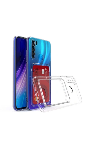 Xiaomi Redmi Note 8 Kılıf Kartlıklı Şeffaf Zore Setra Clear Silikon Kapak