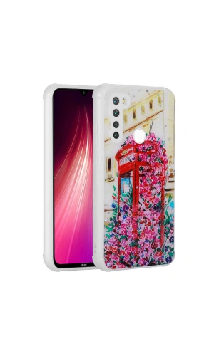 Xiaomi Redmi Note 8 Kılıf Simli Desenli Kamera Korumalı Parlak Zore Popy Kapak
