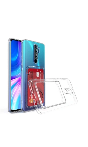 Xiaomi Redmi Note 8 Pro Kılıf Kartlıklı Şeffaf Zore Setra Clear Silikon Kapak